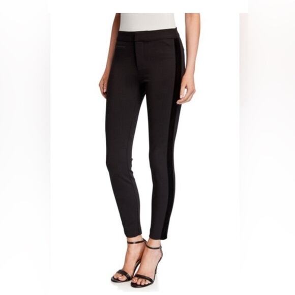 Luxe Velvet Stripe Skinny Stretch PAIGE Jeans Mid Rise Black Women’s Size 25 - Picture 1 of 9